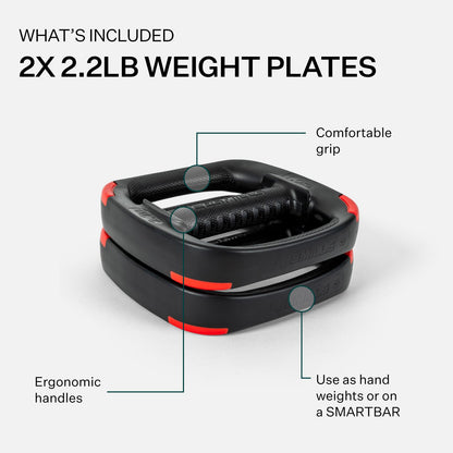 Les Mills? Dual Purpose 2.2 lbs Ergonomic Hand Weights, Home Gym Equipment, Light Workout Plates for Total Body Workouts