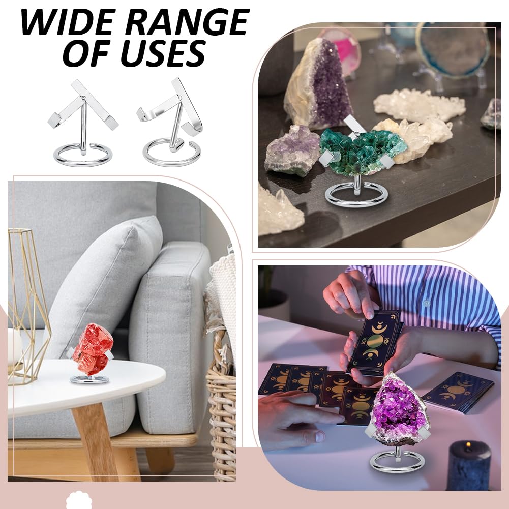 NBEADS 6 Pcs Metal Crystal Ball Holder, Platinum Iron Crystal Ball Ornament Rack Holder Metal Easel Stands for Rocks, Geodes, Decorative Display