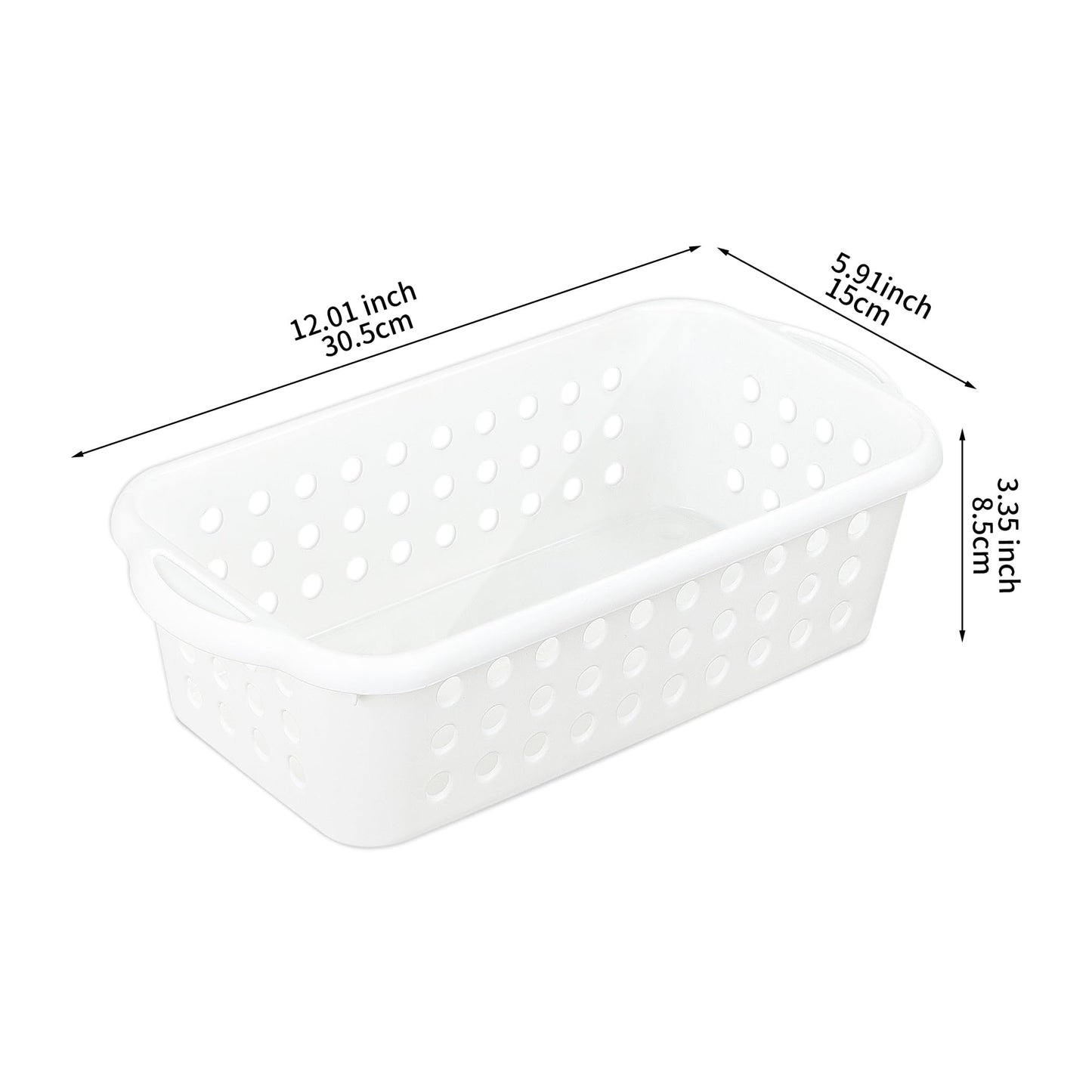 Cetomo Plastic Storage Baskets with Handle, Storage Boxes, Shelf Basket Organizer with Hole, Open Top Storage Bin for Shelves Home Kitchen Office