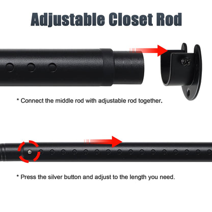 FASTDEPLE Extendable Wardrobe Rail 40 to 212 CM - Heavy Duty Hanging Pole for Cabinet, Cupboard and Clothes