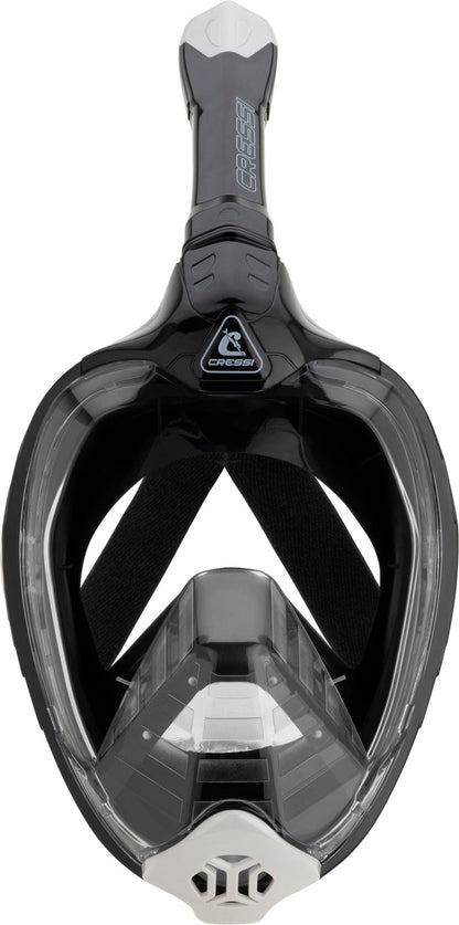 CRESSI Bali Full Face Mask Black/Grey L/XL - Unisex Integral Snorkel Mask, Anti Fog Clear Lens, 100% Silicone, Dry Snorkel with Float Valve, Action