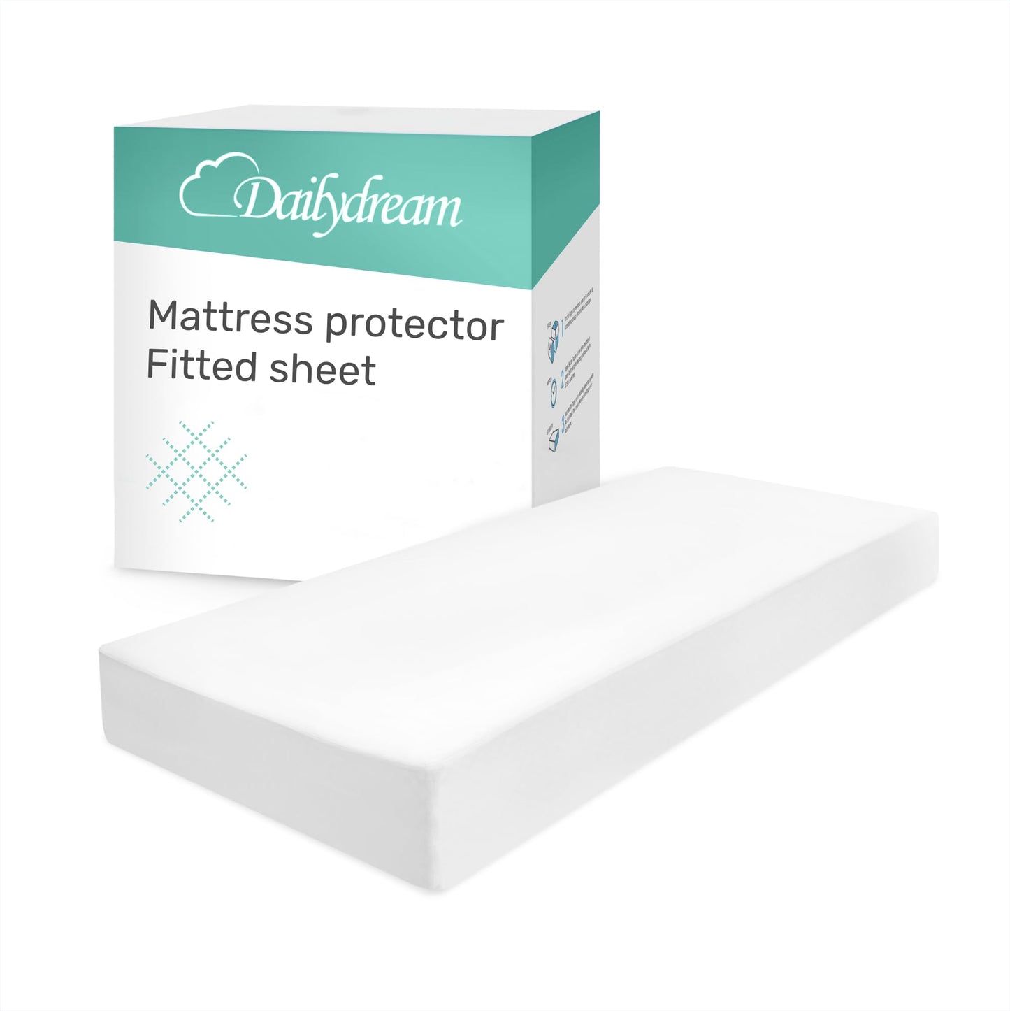 Dailydream Waterproof Mattress Protector, Fitted Sheet Format, Breathable, 120 x 200 cm, White
