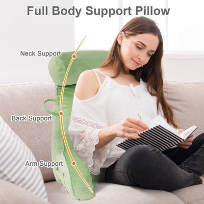 Mingfuxin Reading Pillows for Bed Sofa, Bed Backrest Pillows with Neck Arm Back Support Pillow, Adult Back Reading Cushion with Detachable Neck Roll &