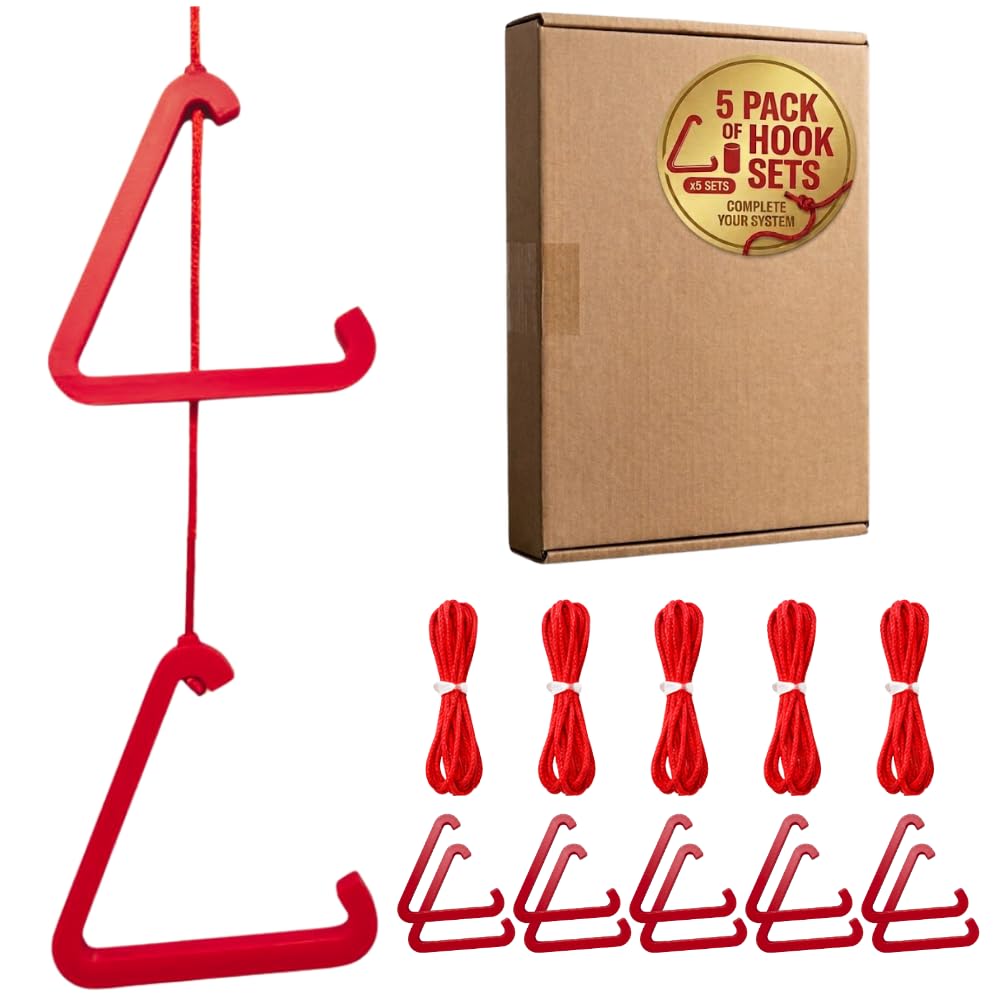 315 Supplies Red Triangle Emergency Alarm Pull Cord for Accessible Bathrooms Disabled Toilet - 2 Hook Set, 3m Cord Length Easy-Fit Adjustable Cord