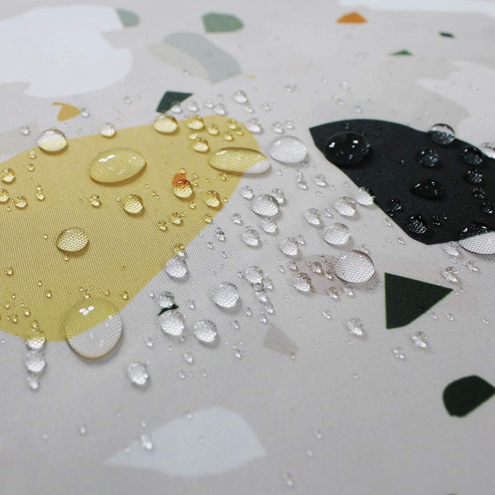 EurCross Green Shower Curtains Mould proof resistant, Washable Weighted Fabric Wet Room Shower Curtain with Terrazzo Pattern 180 x 180 cm Drop