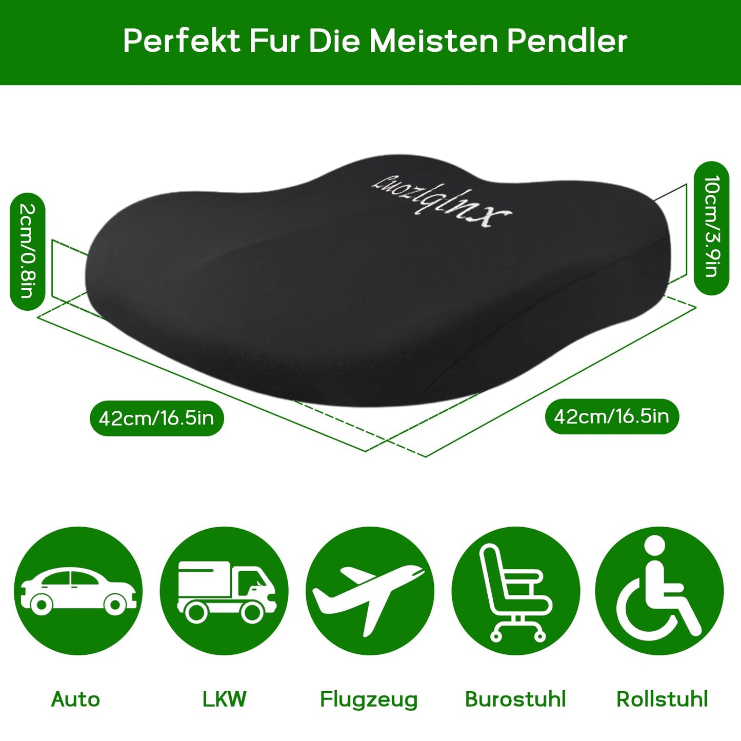 LUOZIQINX Car Seat Cushion Pad, 3.9in Wedge Car Booster Seat Cushion for Driving, Memory Foam Driver Seat Cushion Pillow for Office Chairs,Car