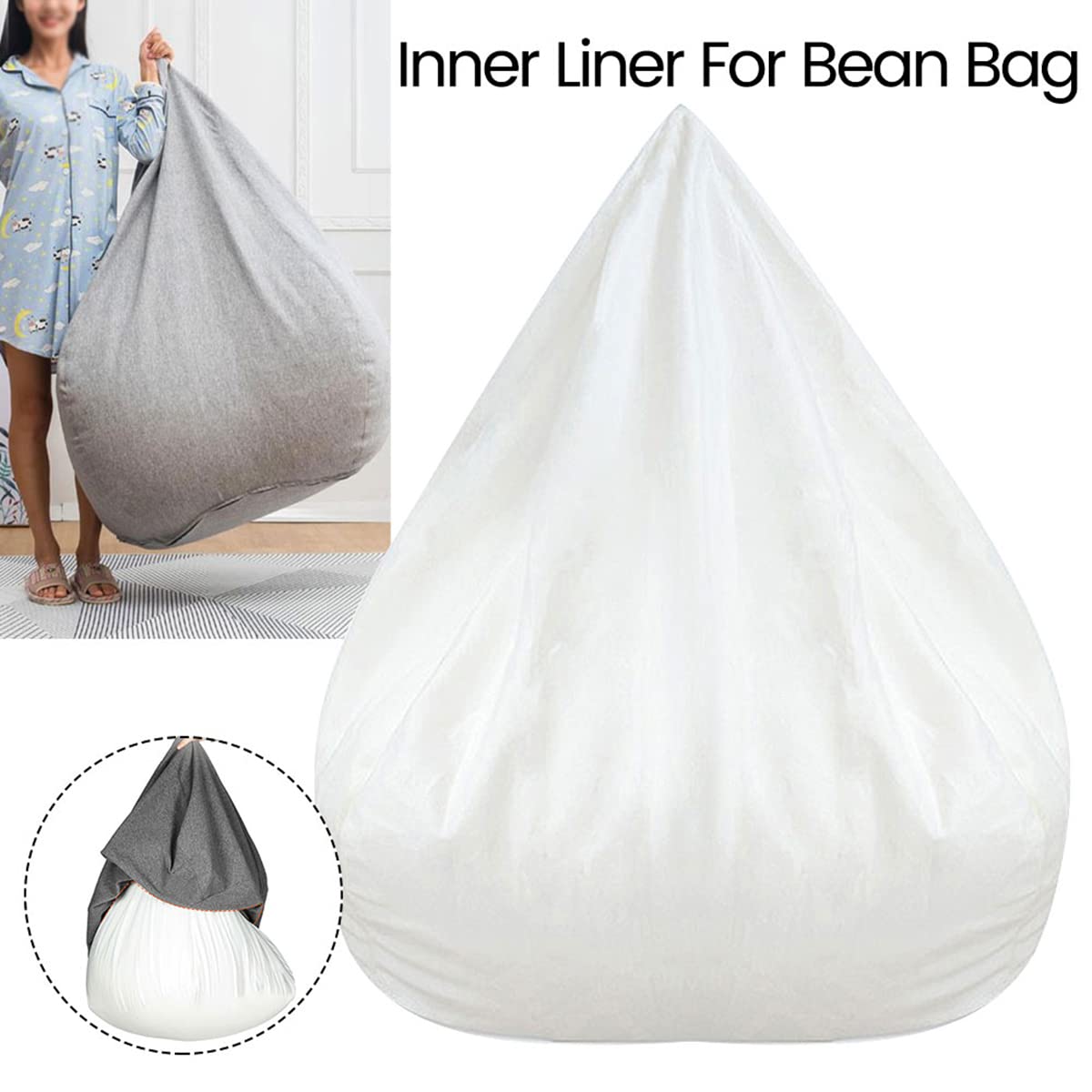 Bean Bag Chair Inner Liner Replacement, Removable and Washable Lazy Sofa Inner Liner with Zipper