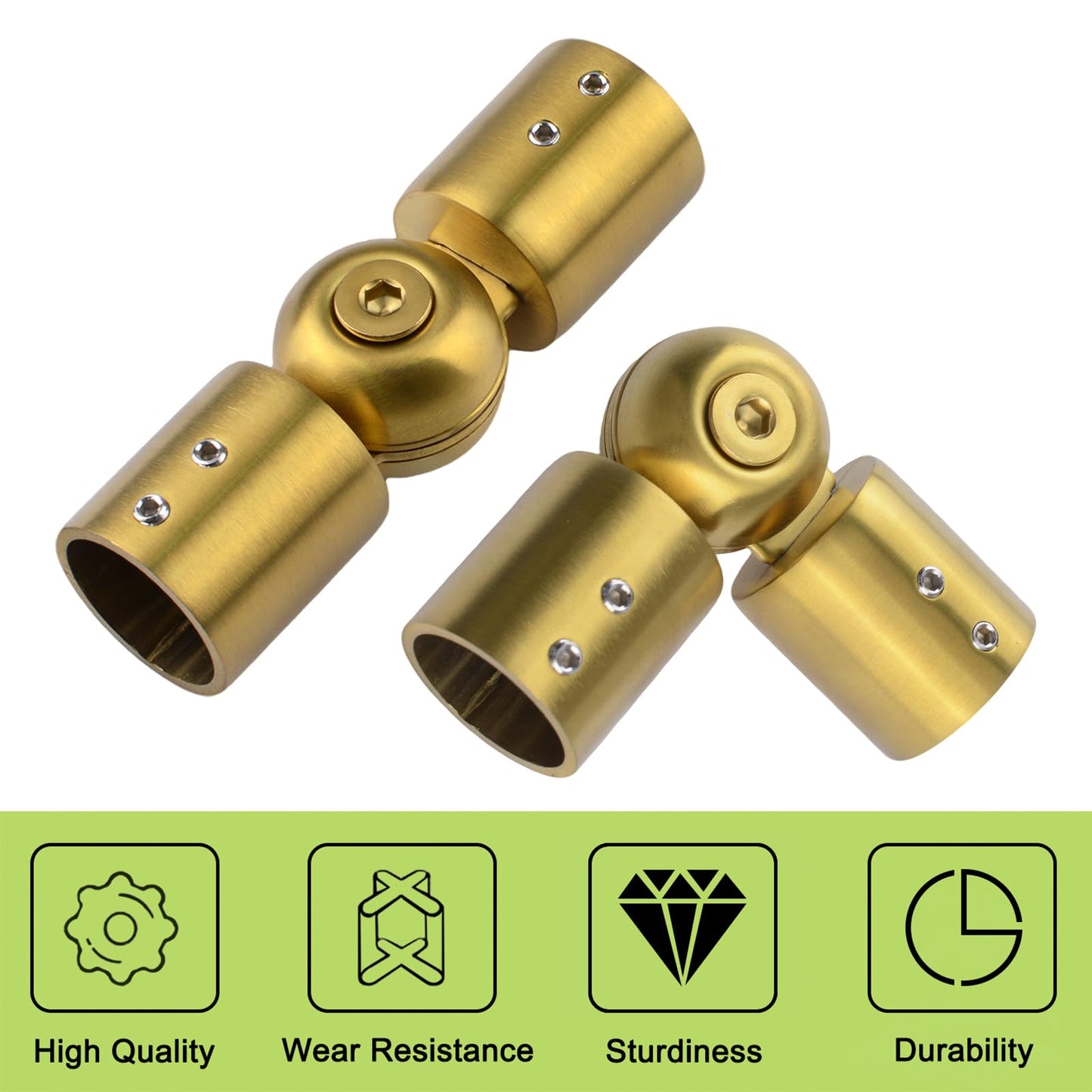 UFURMATE Adjustable Corner Connector 2Pcs Stainless Steel Heavy Duty Window Curtain Rod Corner Connector from 90 Degrees to 180 Degrees for 1 Inch