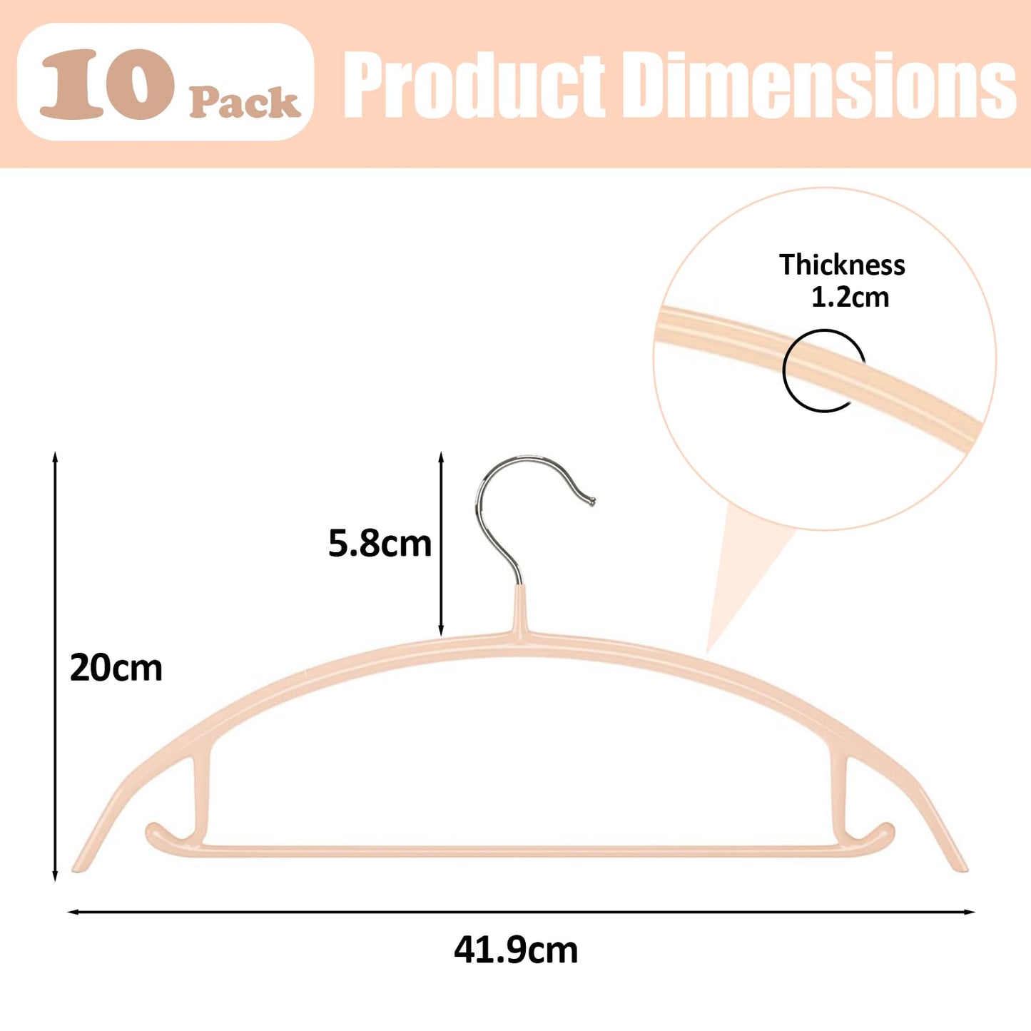 10 Pack Sweater Clothes Hanger No Shoulder Bump 42CM Wide Heavy Duty Coat Metal Hangers for Closet Non Slip PVC-Coating for