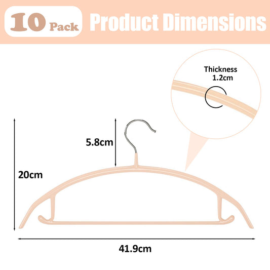 10 Pack Sweater Clothes Hanger No Shoulder Bump 42CM Wide Heavy Duty Coat Metal Hangers for Closet Non Slip PVC-Coating for