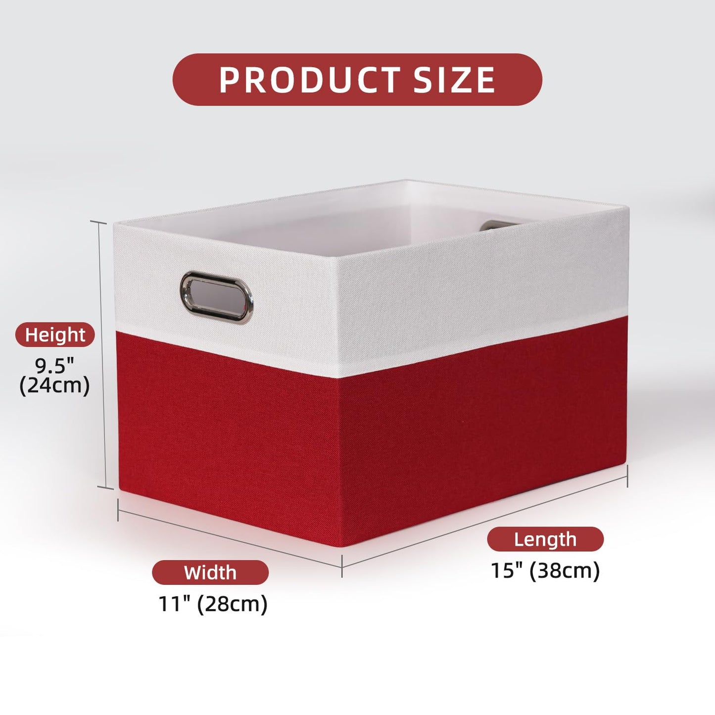BinWhiz 3 Pack Clothing Storage Bins, Rectangle Large Storage Baskets with Metal Handle, Collapsible Storage Organiser Bins