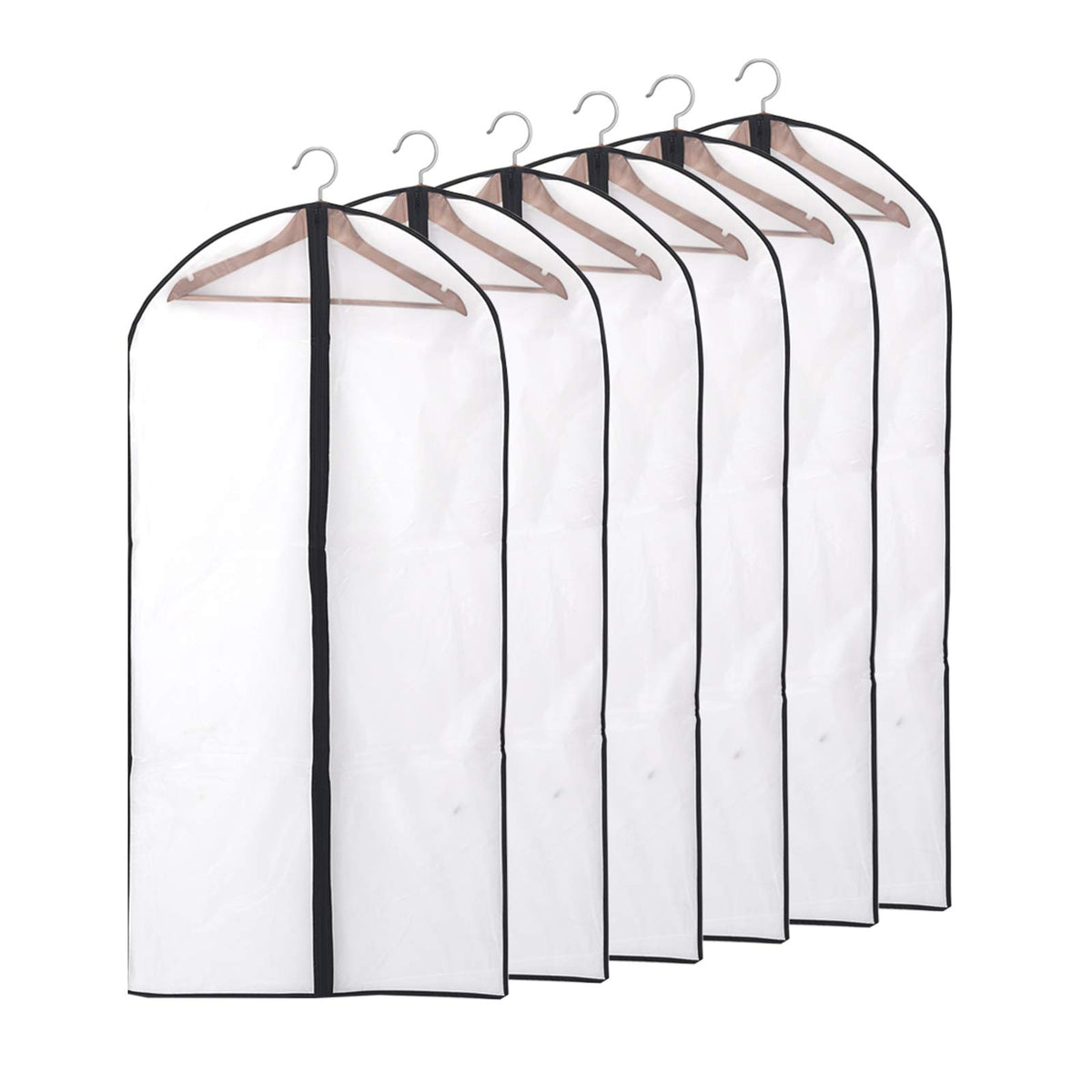 Niviy Dress Bag for Hanging Clothes, 60 x 140 cm Clear Dress Cover with Zip, Waterproof Dustproof PEVA Clothes Storage Bag for Dresses, Coats
