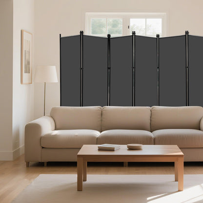 KEORTUN 6-Panel Room Dividers and Folding Privacy Screens 304W x183H cm Office Partition Freestanding Divider for Home Office, Grey