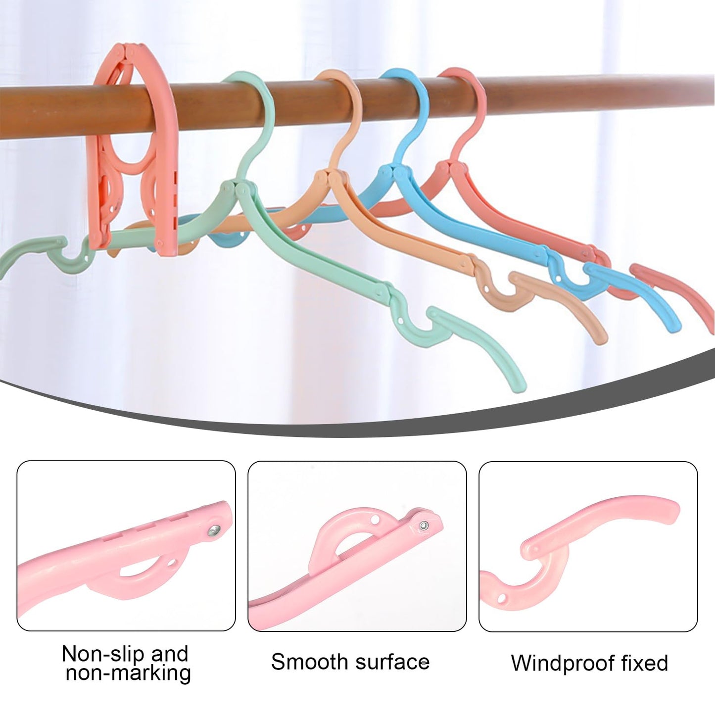 GOSHIES Travel Hangers Doldable 20 Pcs Folding Clothes Hangers 4 Colors Portable Plastic Clothes Coats Hangers for Travel Cruise Camping