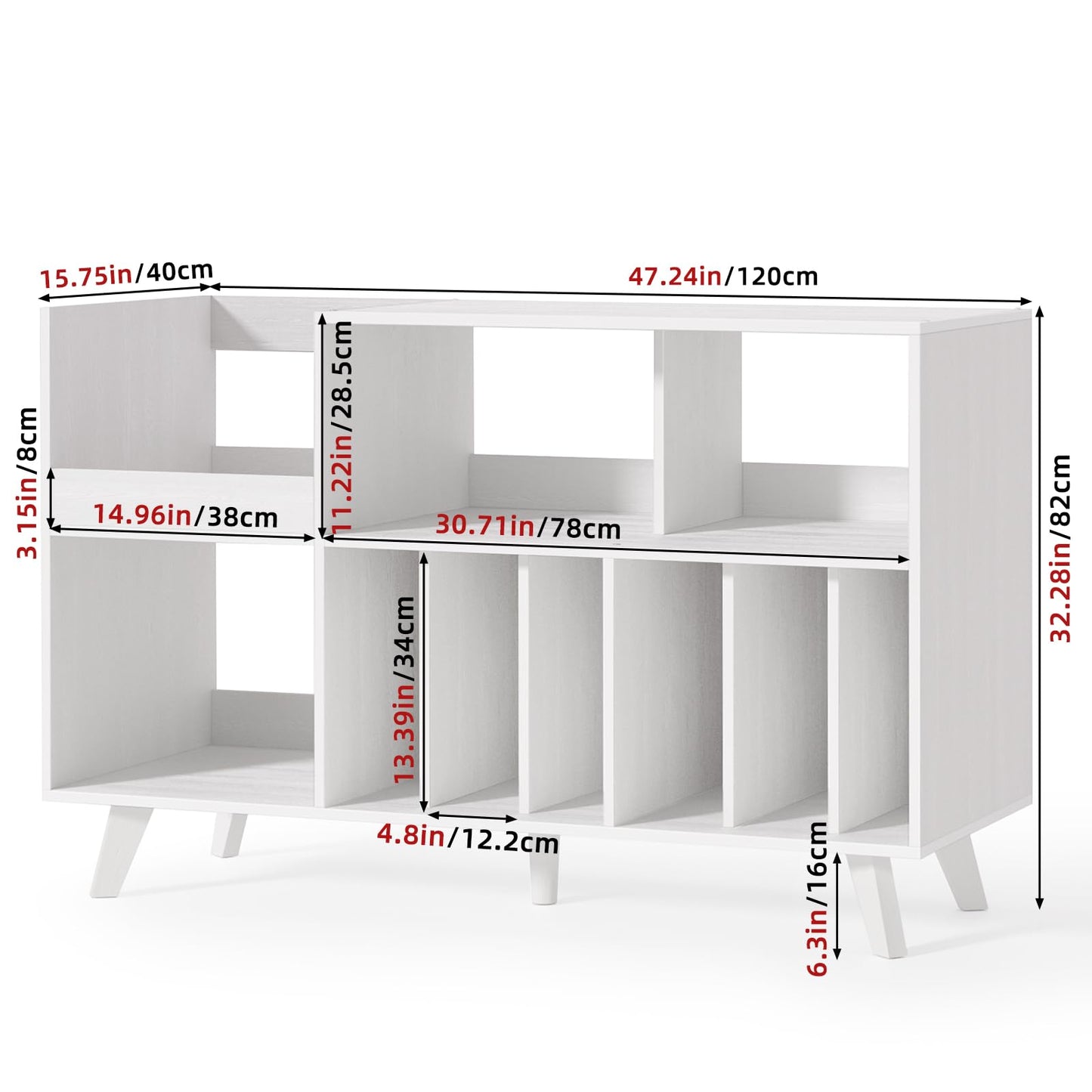 LELELINKY Large Record Player Stand, Turntable Stand with Storage, Vinyl Holder with Display Area, Record Player Table Holds Up to 450 Albums