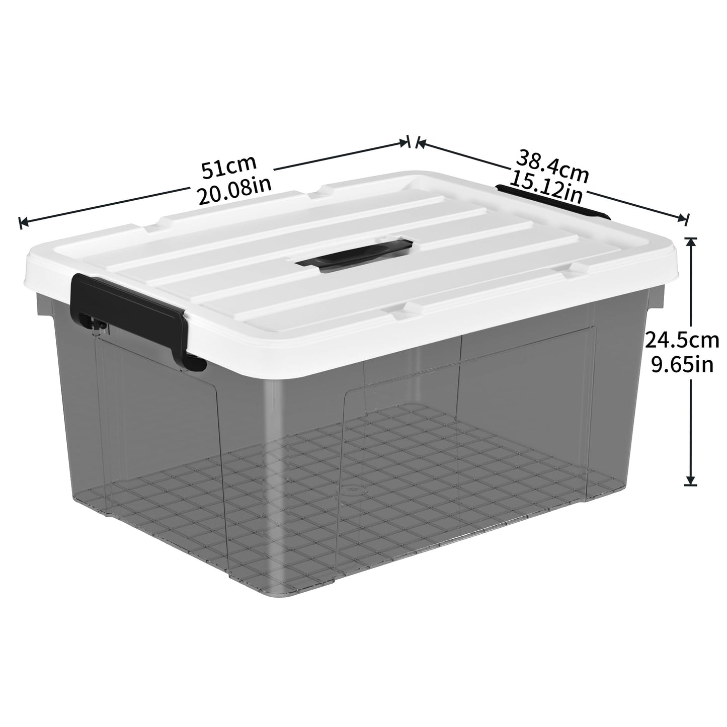 Cetomo 35L*3 Storage Boxes, Carry Plastic Storage Box with Lids, Organizing Container with Handle and Secure Latching Buckles, Stackable, Nestable