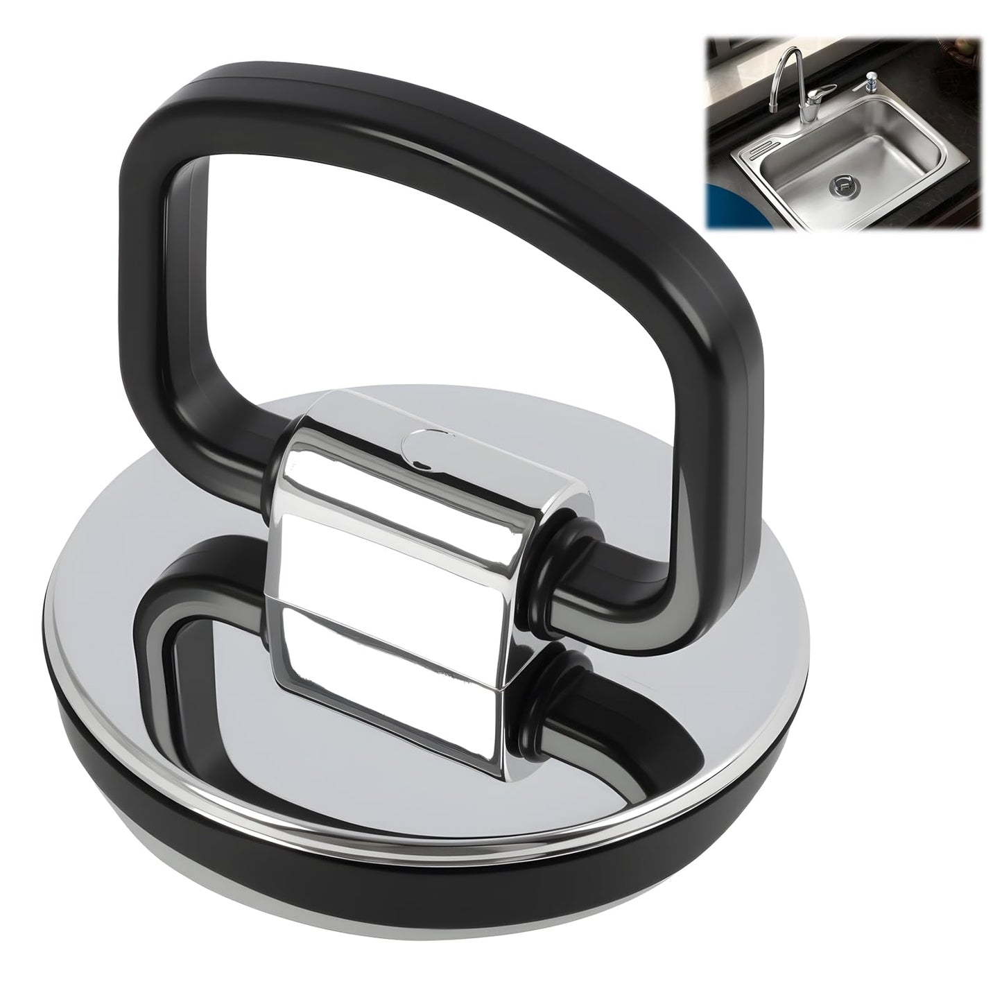 Universal Chrome Sink Plug Bath Plug Replacement, Chrome Finish Sink Plug, Easy-Grip Handle Drain Stopper with Leak-Proof Seal for Bathroom Kitchen