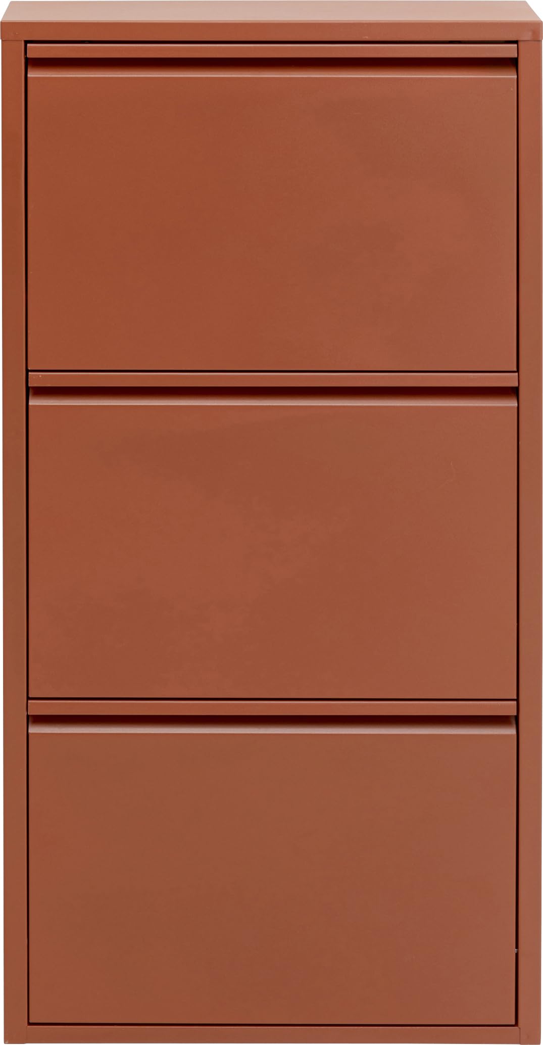 Kare Design Shoe Container Caruso 3, Brown, Steel, 3 Tipping Compartments, Space for 6 Pairs of Shoes, Slim, Space-Saving, Storage Space, Hallway