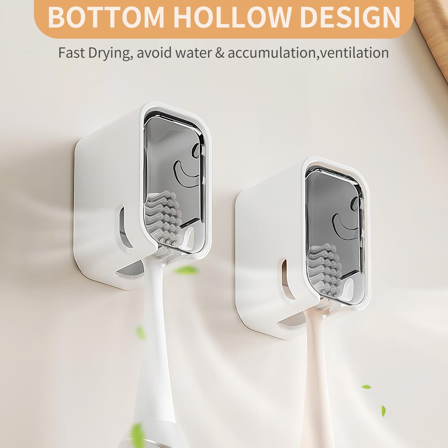Wall Mounted Toothbrush Holders for Bathroom,Strong Self Adhesive