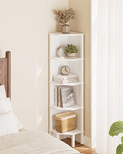 Apetaccat Corner Shelf, 4 Tier Corner Modern Corner Bookshelf, Display Corner Bookshelf,Wooden Storage Rack for Living Room,Bedroom,Office,White