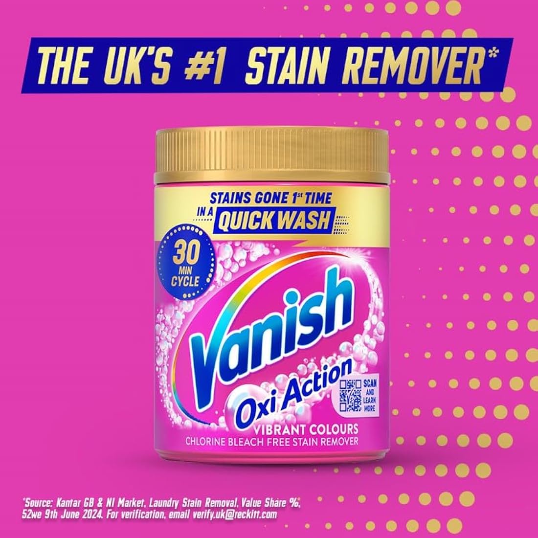Vanish Gold Oxi Action Chlorine Bleach Free Stain Remover Powder, For Colours, 1.9 kg