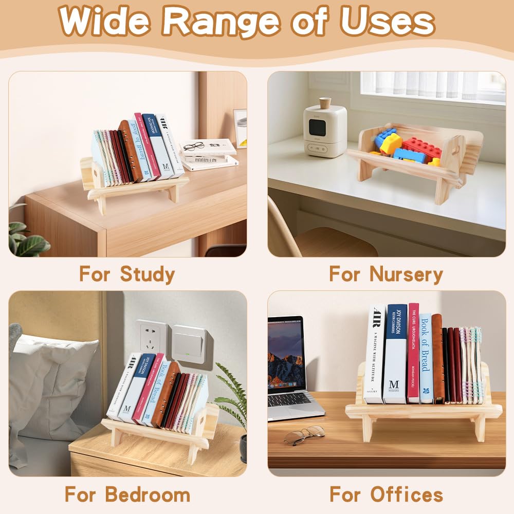 Mulaibdin Desktop Bookshelf, Small Bookcases for Kids, Mini Bookshelf Wood for Desk, Small Bookcases Free Standing with Handle