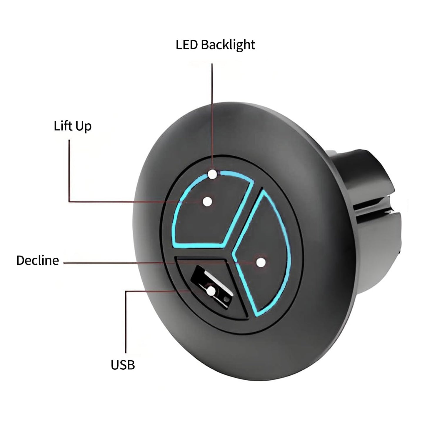 Xiciki USB Recliner Chair Switch with 2 Button, Sofa USB Port Replacement & Round Hand Control, Electric Recliner Controller