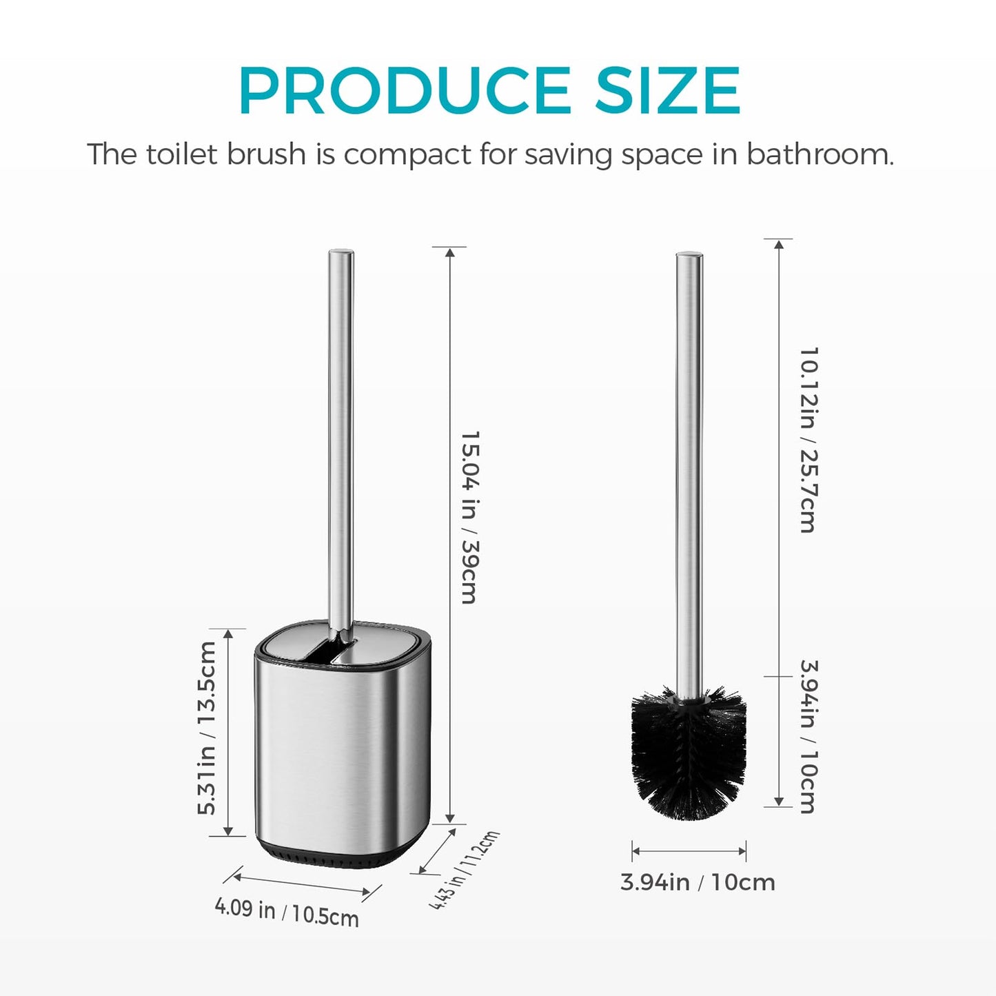 Toilet Brush and Holder Set Toilet Bowl Brush Stainless Steel Automatic Toilet Bowl Cleaner Brush with Durable Bristle Head Toilet Cleaning Brush for
