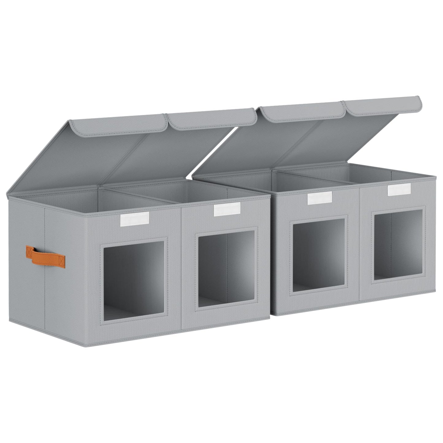 Homsorout 2 Pack Foldable Storage Boxes with Lids & Divider Board 31L Grey