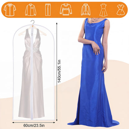 2 Pack Dress Bags Covers Long, 55in PEVA Garment Bags Suit Bags, White Edge