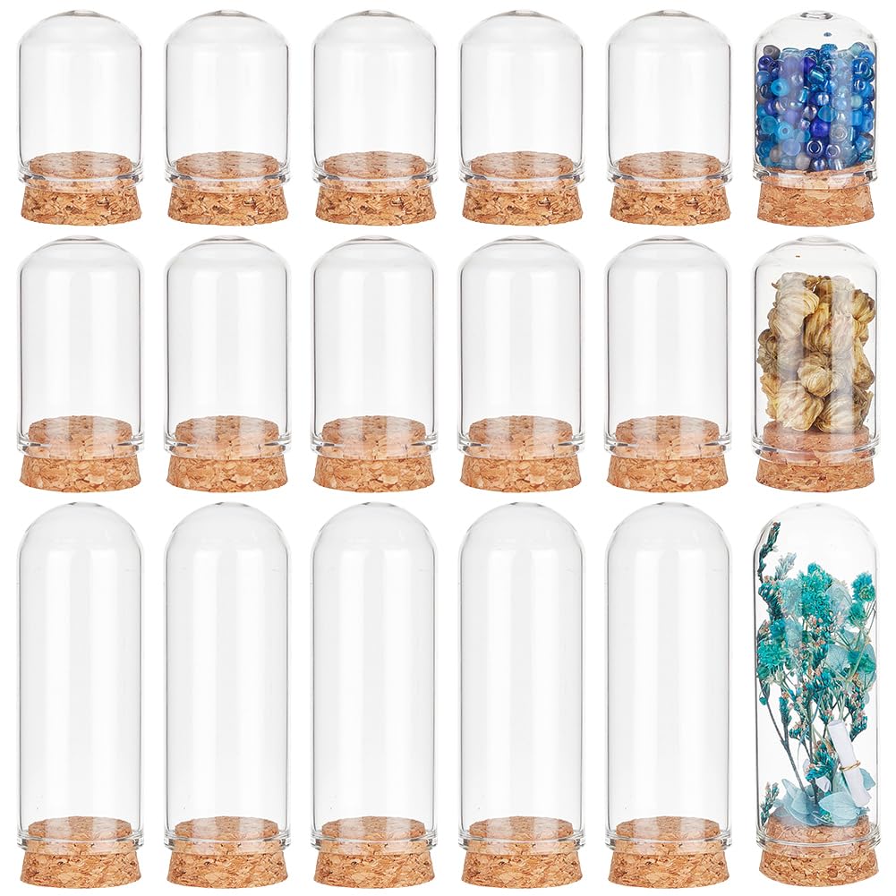 BENECREAT 24Pcs 3 Size Small Glass Display Dome Cloche, Glass Display Dome with Cork Base