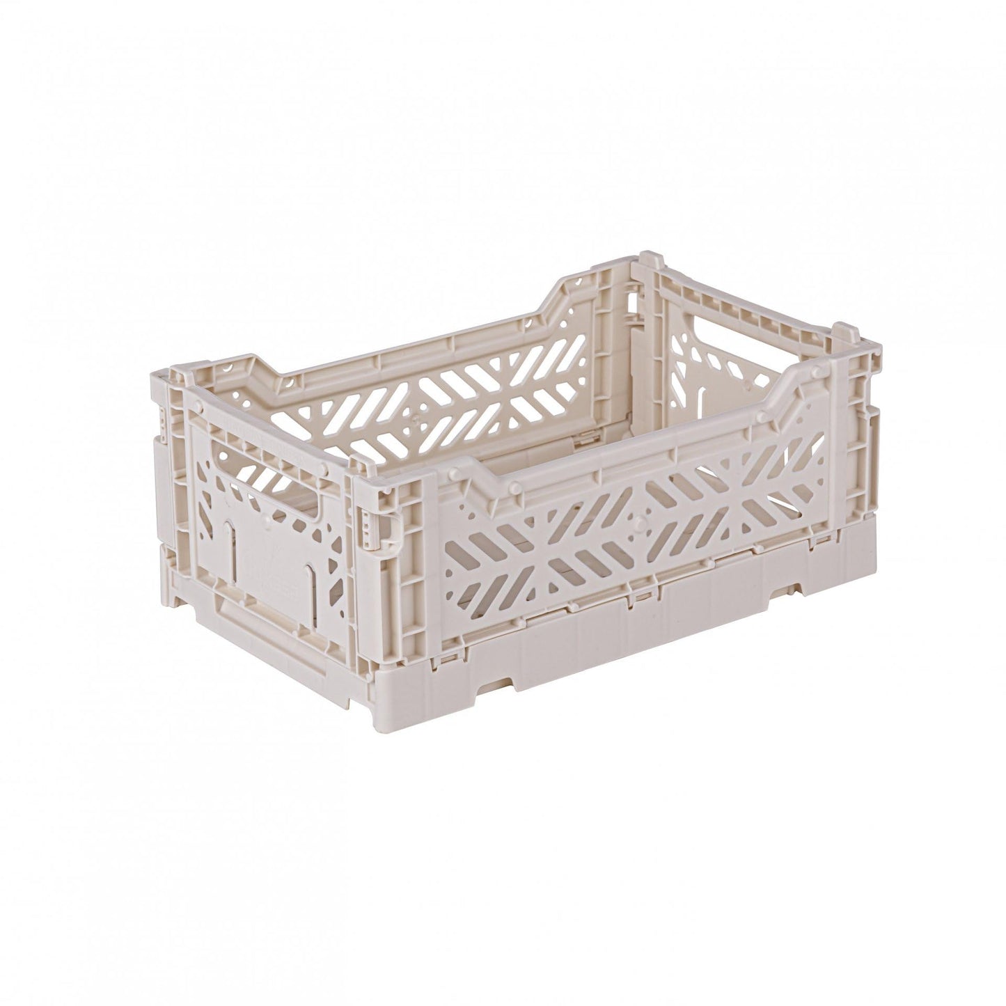 AYKASA Folding Crate, Sturdy Folding Box, Plastic, Stackable, Coconut Milk, Mini (27 x 17 x 11 cm)