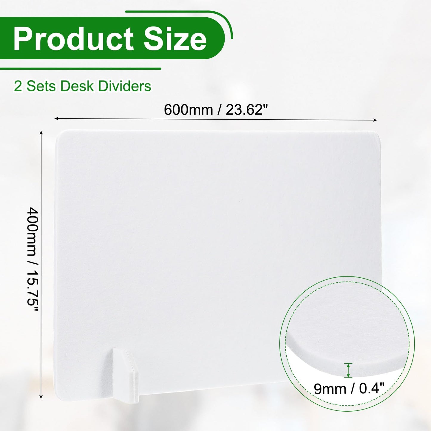 PATIKIL Desk Dividers 60x40cm, 2 Pack Desk Privacy Panel Freestanding Noise Reducing Partition Acoustic Panel with 4Pcs Support Feet for Testing