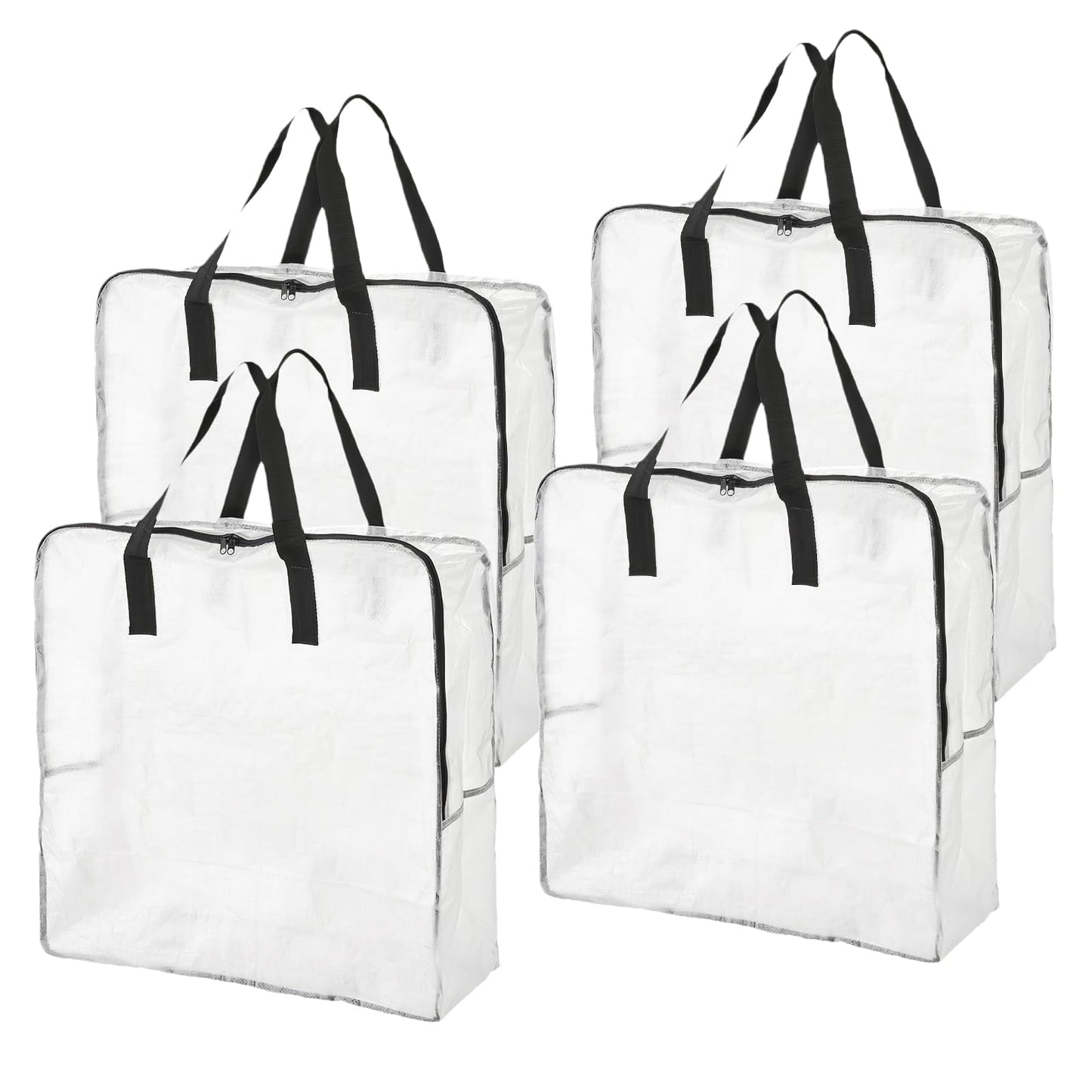 80L Clothes Storage Bags, 4 Pack Large Clear Capacity Clothes Organizer with Zips, Moisture proof