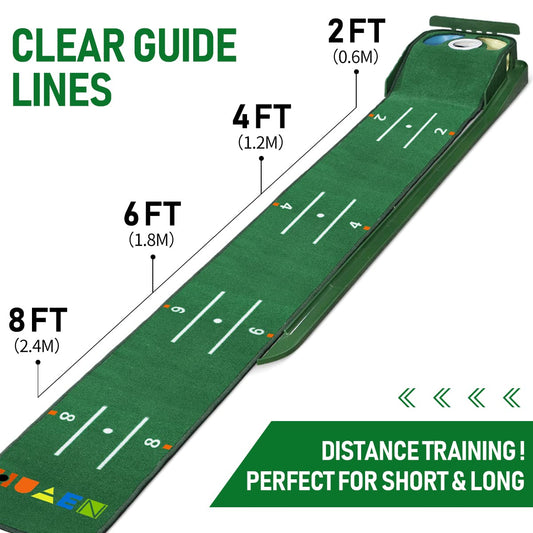 HUAEN Putting Green Mat for Indoors With Ball Return and 3 Holes - Golf Training and Practice Equipment for Home or Office - Accessories for Men