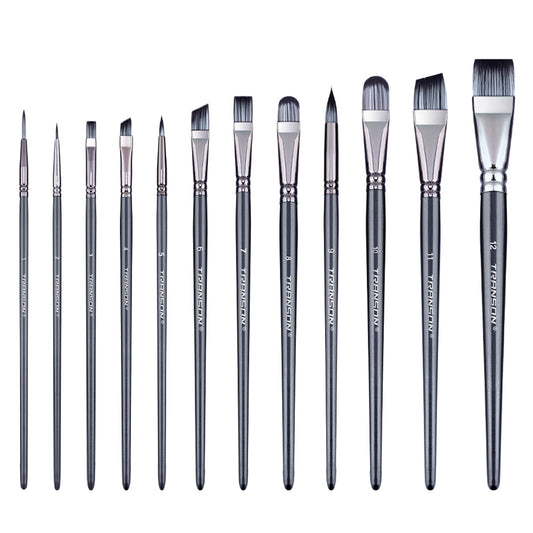 Transon Artist Paint Brush Set of 12 for Watercolour Acrylic Gouache Oil and Tempera Painting