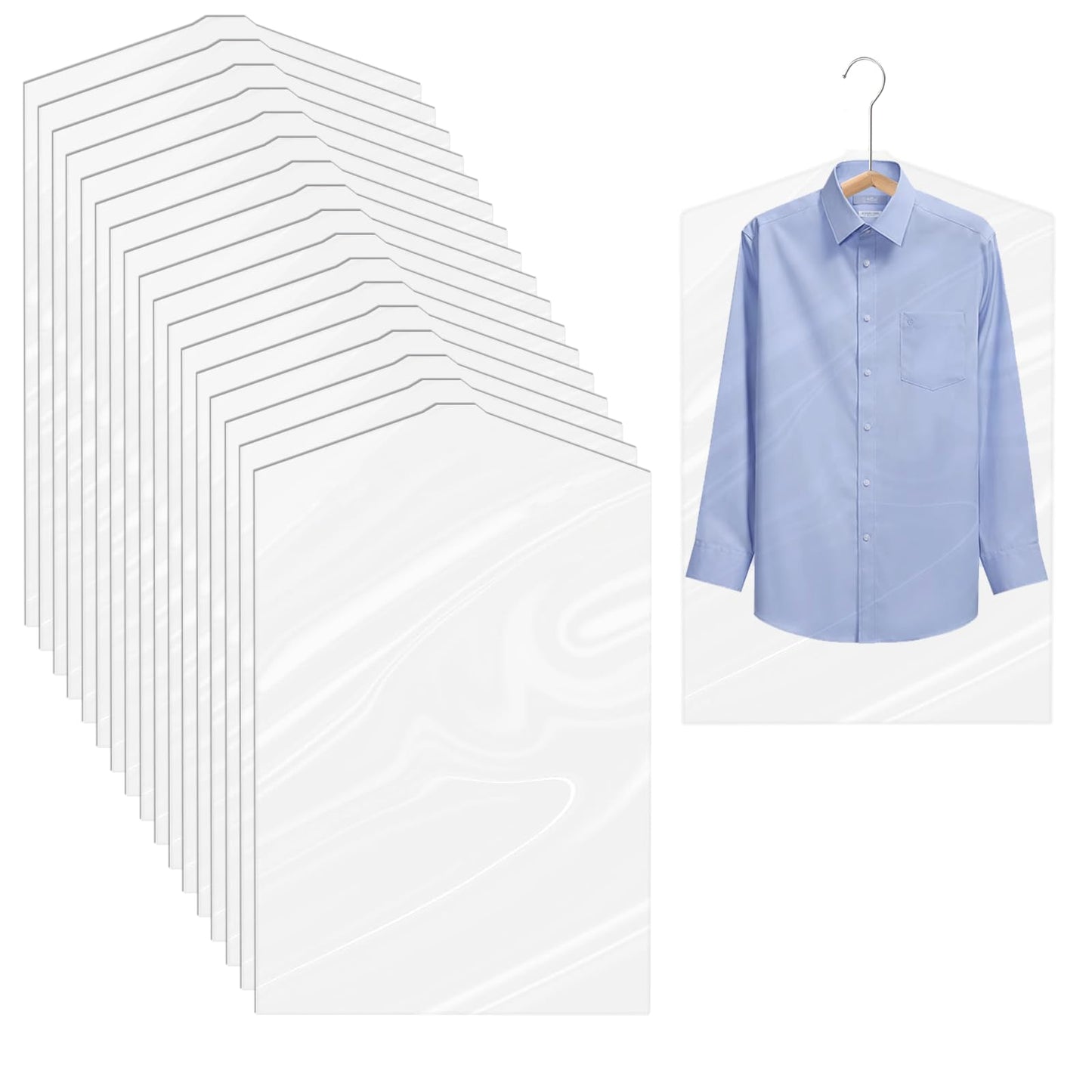 atnayo 30 Pcs Plastic Clothes Covers, 60 cm x 90 cm Clothes Covers Protector Bags for Dress Dust Proof Dry Cleaning Closet Storage