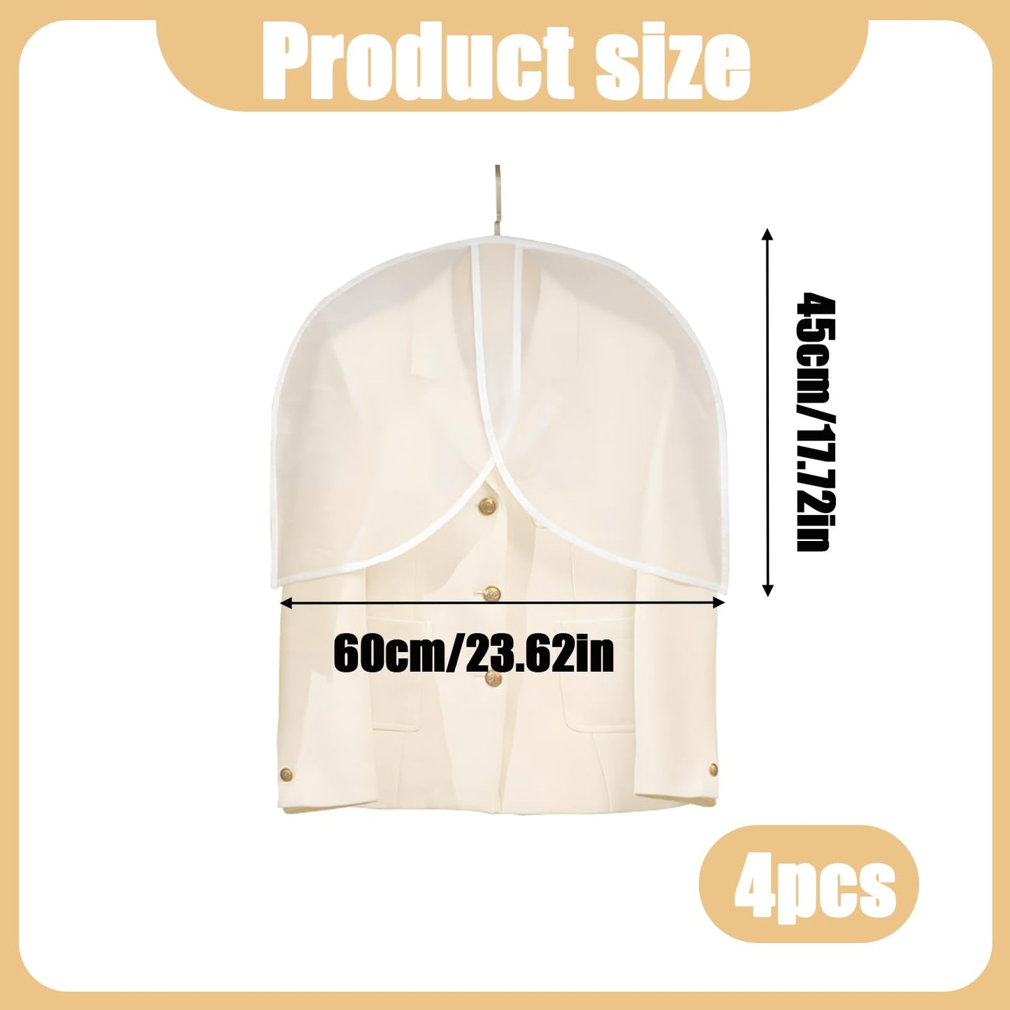 Hedayu Suit Cover Hanging Clothes, Plastic Clothes Covers Protector, 4Pcs