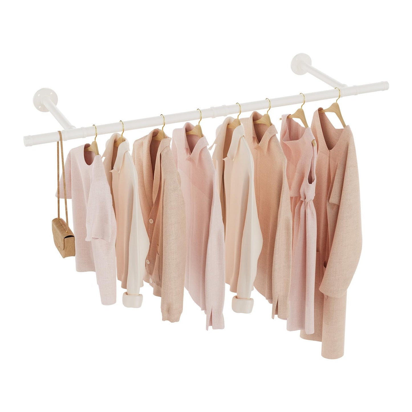 GUOHNHE 121cm Wall Mounted Clothing Rack, Hanging Rail, Cream, 1 Pack