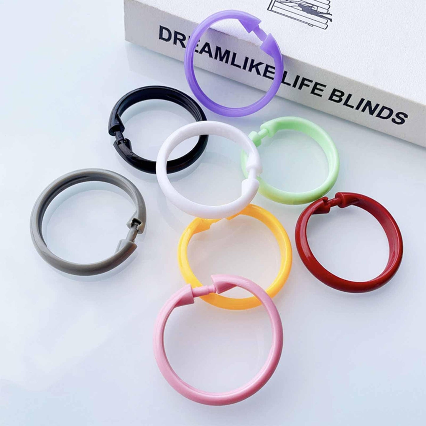FYHJNC 12 Pack White Plastic Shower Curtain Rings, Easy Snap Closure O-Shaped Curtain Hooks