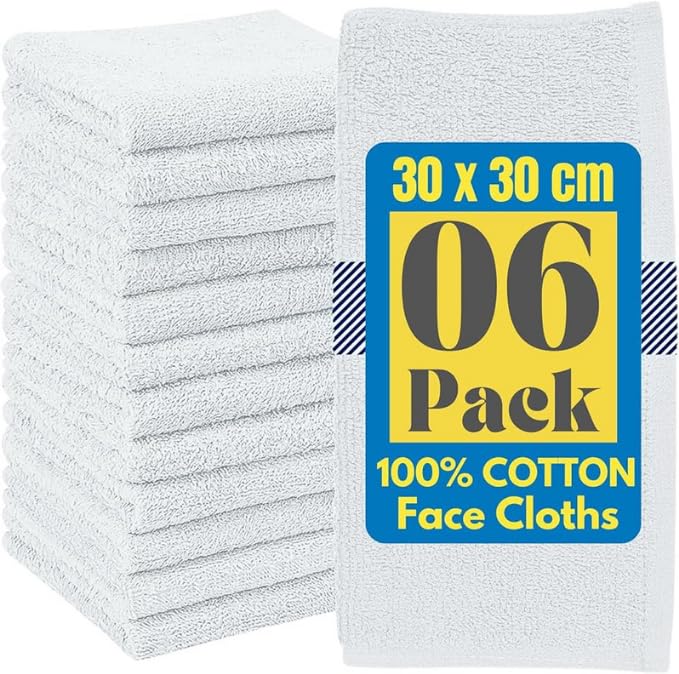 100% Cotton Flannel Face Cloth Set of 3 Size (30x30cm) Ultra Gentle 500 GSM Face Towels for Sensitive Skin-Reusable Facial Cleansing Washcloths for