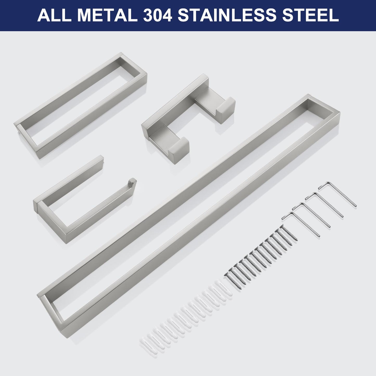 TURS Brushed Finish 4-Pieces Towel Bar Holder Sets,Concealed Screws