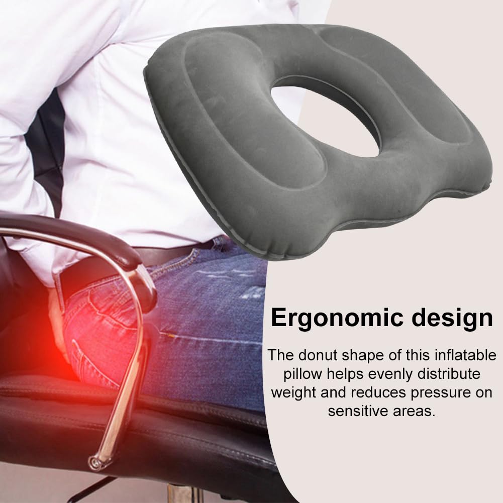 Inflatable Donut Pillow, Hemorrhoid Pillow for Tailbone Pain, Adjustable Inflatable Seat Cushion for Low Back Pain,Hemorrhoids,Sciatica,Bedsores