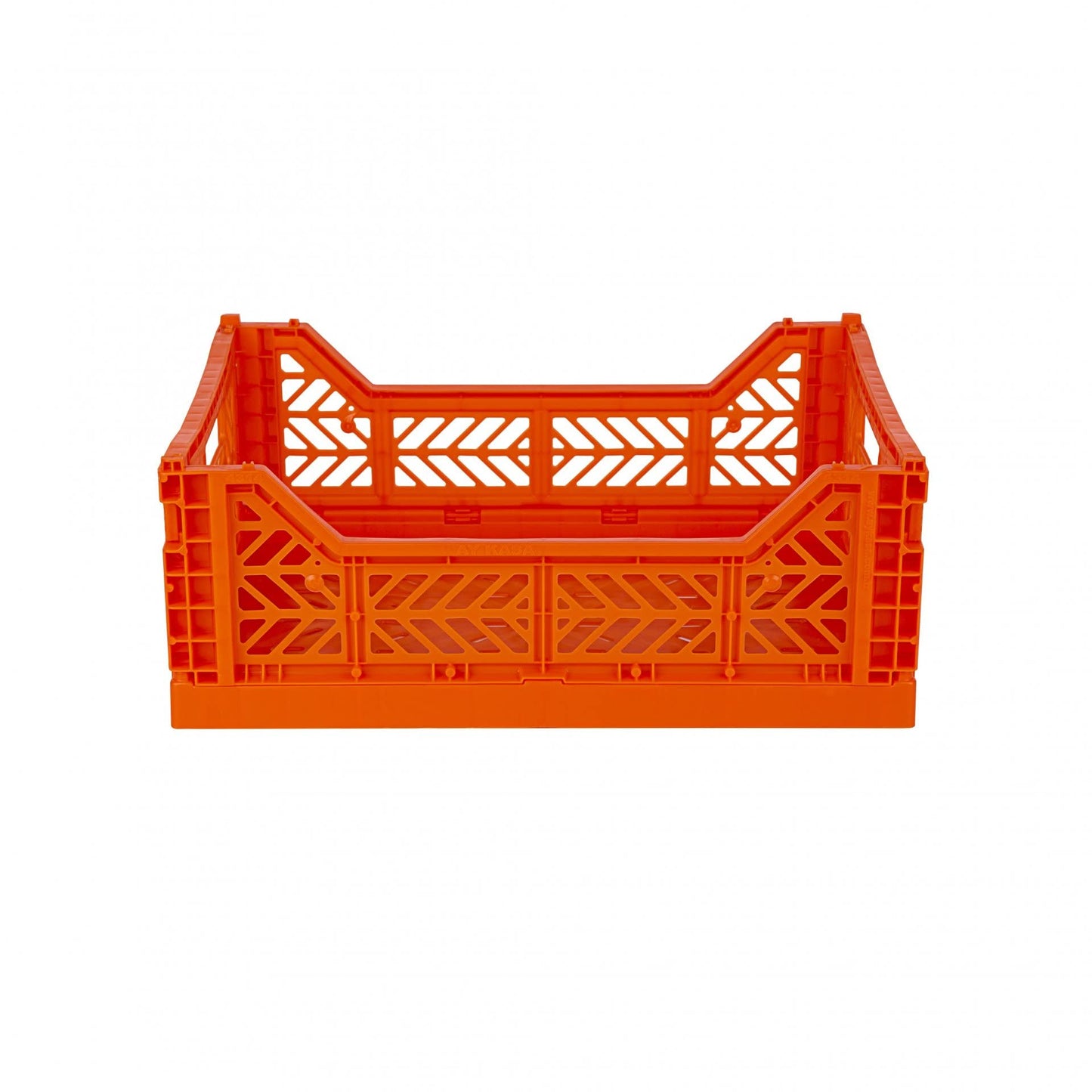 AYKASA Folding Crate, Sturdy Folding Box, Plastic, Stackable, Orange, Midi (40 x 30 x 14 cm)
