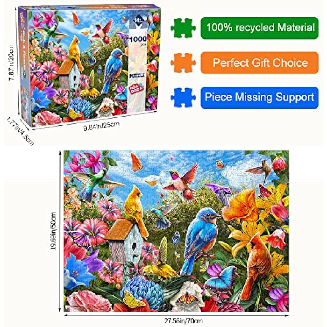 Birds and Flowers Jigsaw Puzzle 1000 Piece Landscape Jigsaw Puzzles for Adults 1000 Pieces Nature