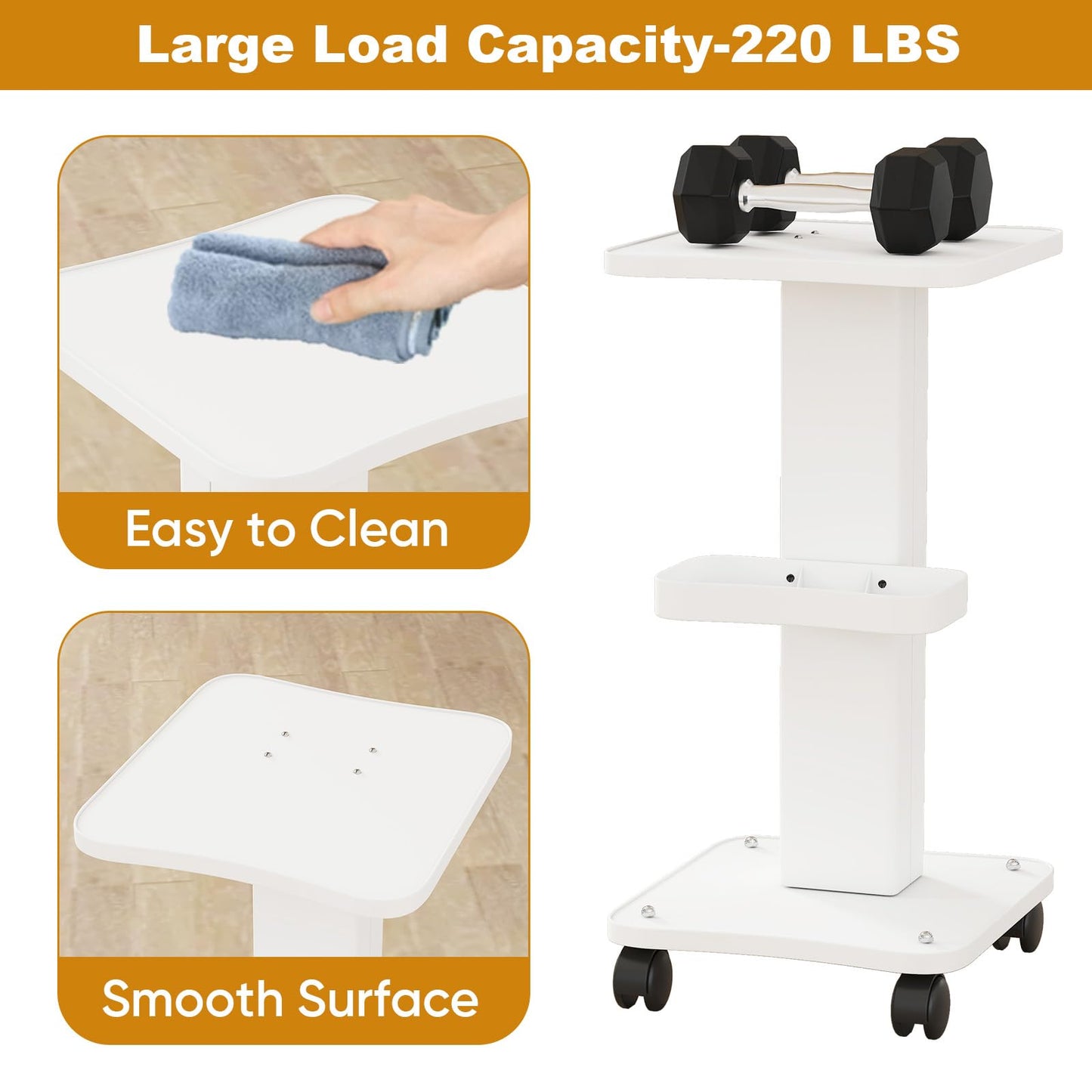 ybaymy Beauty Trolley on Wheels Salon Equipment Trolley Carts Beauty Rolling Cart Mobile Cart Rack Storage Tray for Hair Salons Spas Barber Shops