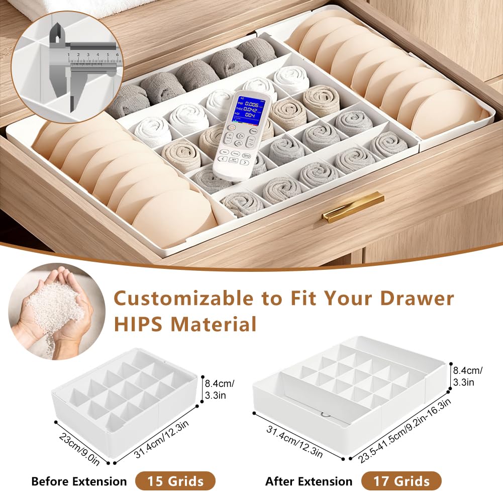 HOTOOLME Clothes Drawer Organisers,Underwear Drawer Dividers Storage Box