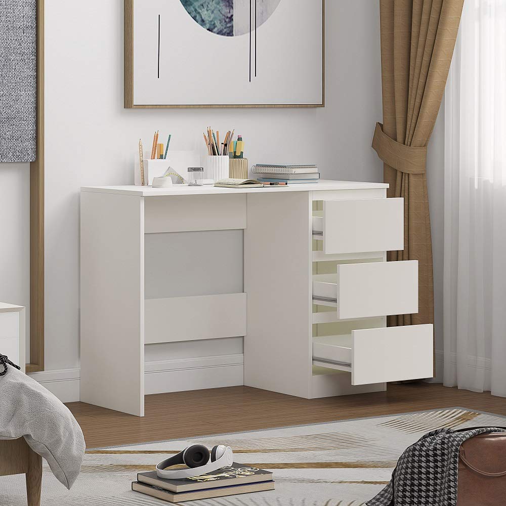 FWStyle Modern 3 Drawer Dressing Table, Matt White
