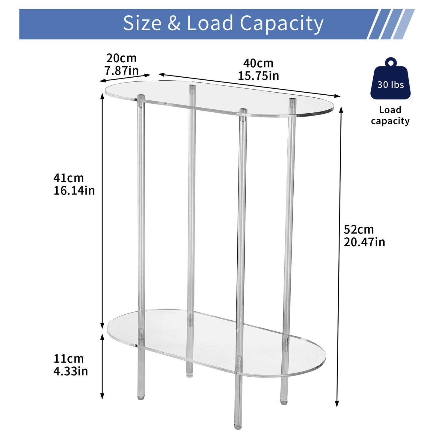 Coolcapis Clear Acrylic Side Table – Small Acrylic End Table, Thin Bedside Night Stand Skinny Living Room Clear Office furniture (Oval)