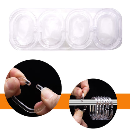 Plastic Shower Curtain Rings Hooks for Bathroom Shower Window Rod 24 Pack Clear